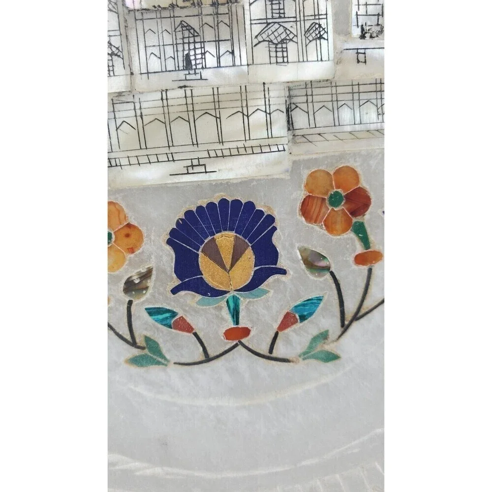 Alabaster Inlay 9'' Carved Fish Marble  Mother Of Pearl Decor Art Taj‎ Mahal